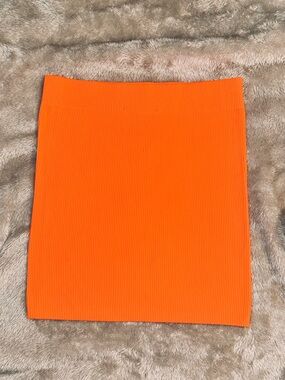 Classic Orange Ribbed Mini Skirt